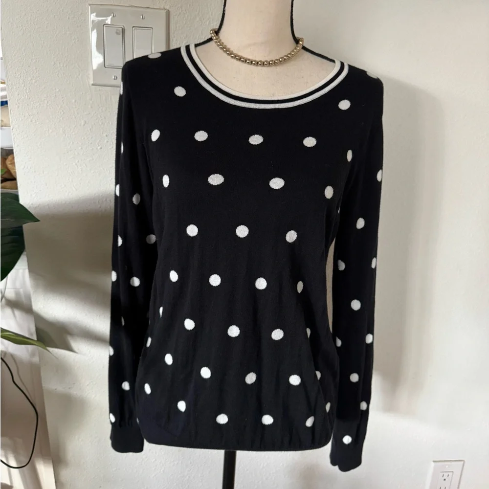 J. Crew Polka Dot Crew Neck Pullover Sweater Size M